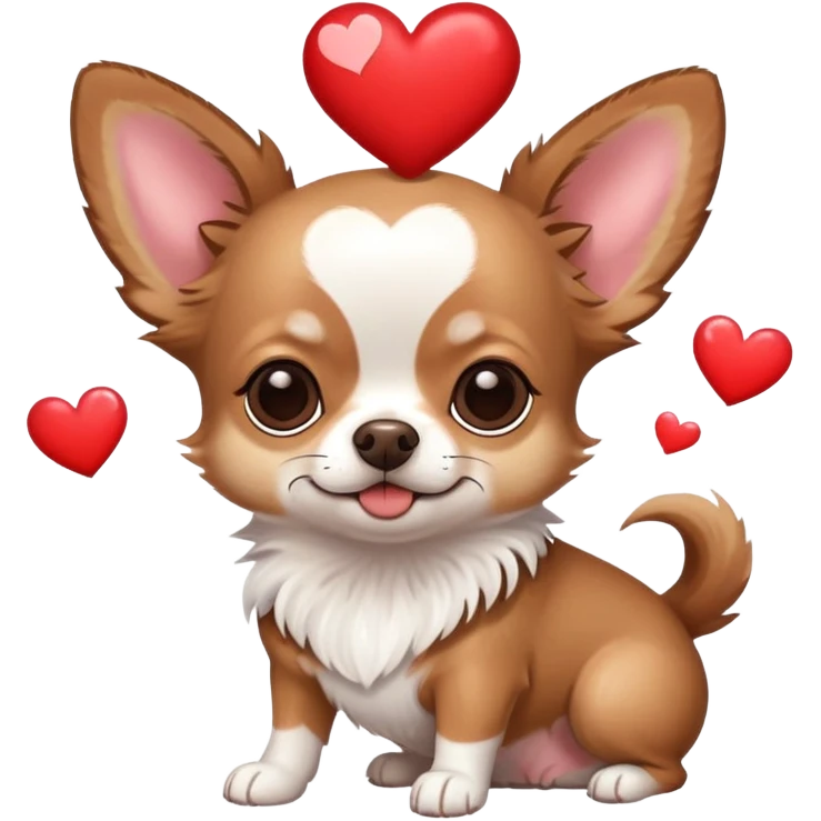 Chihuahua ￼has multiple hearts emoji