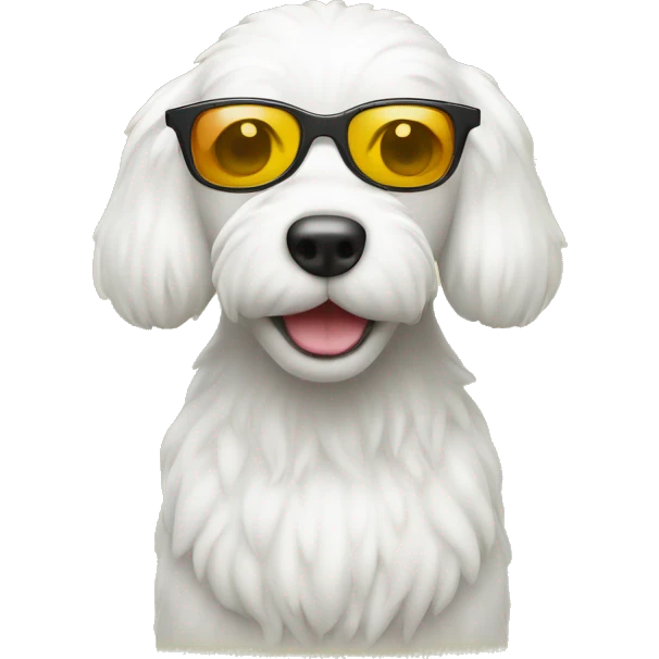 Vit Pudel med solglasögon  emoji