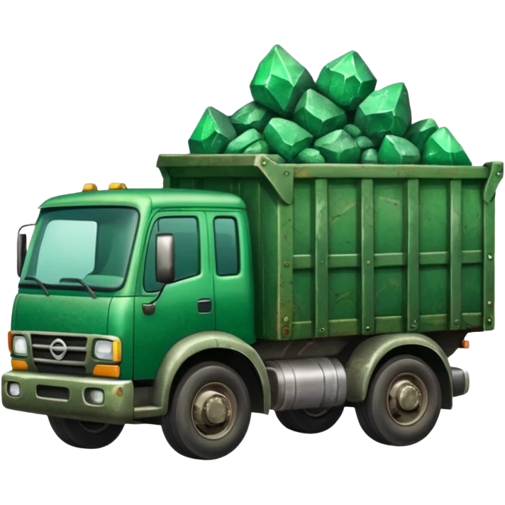 green truck with emrarld ore emoji