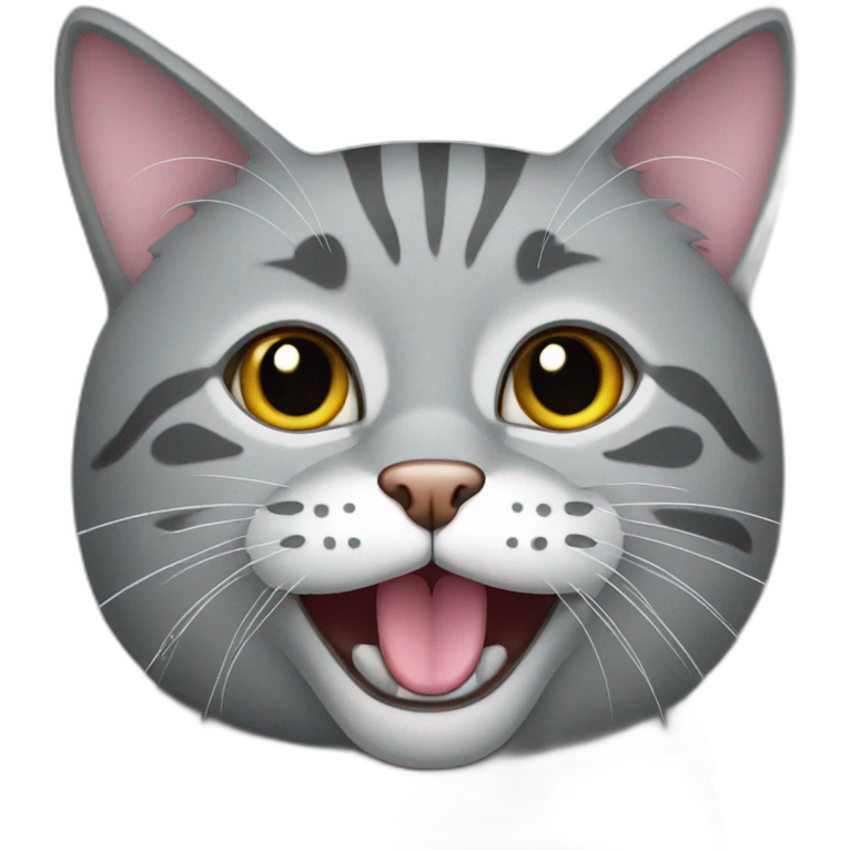 Grey cat with a slightly opened mouth emoji