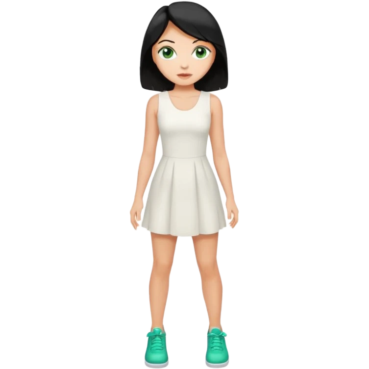 King, black hair, body, legst, blue eyes, shoes, woman blonde hair, green eyes, sexy white short sleveless dress, shoes emoji