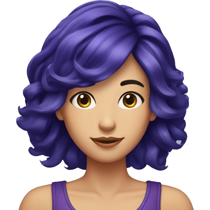 2 colors of hair - Dark purple hair on left side, dark blue hair on right side, nodding head emoji