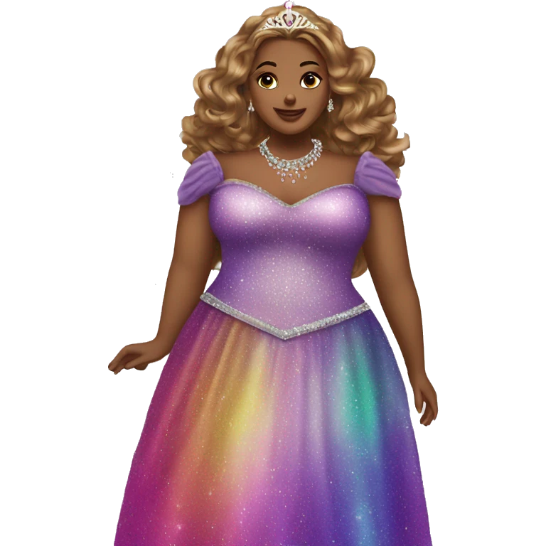 two plus size women princess shimmer sparkle colorful  emoji