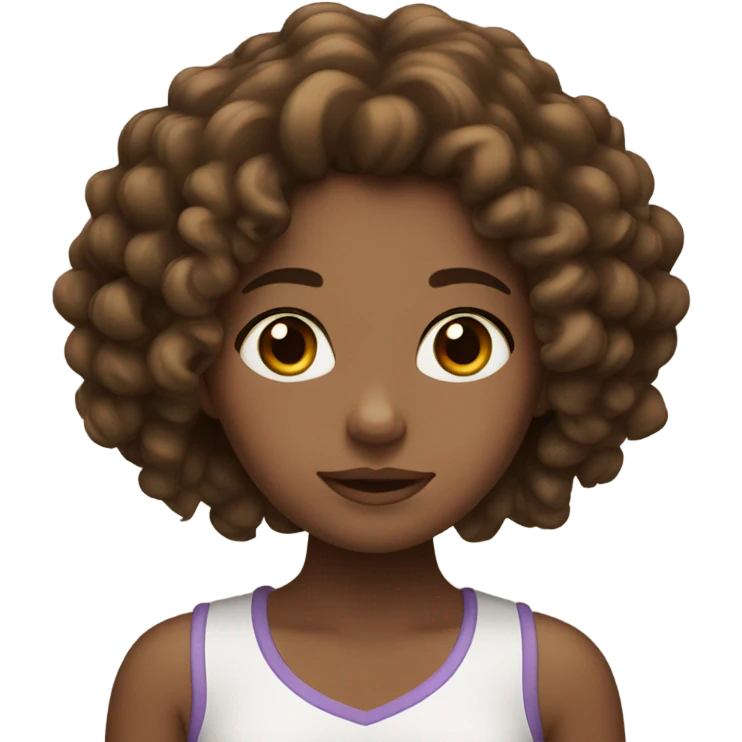 Brown curly hair girl with brown eyes emoji