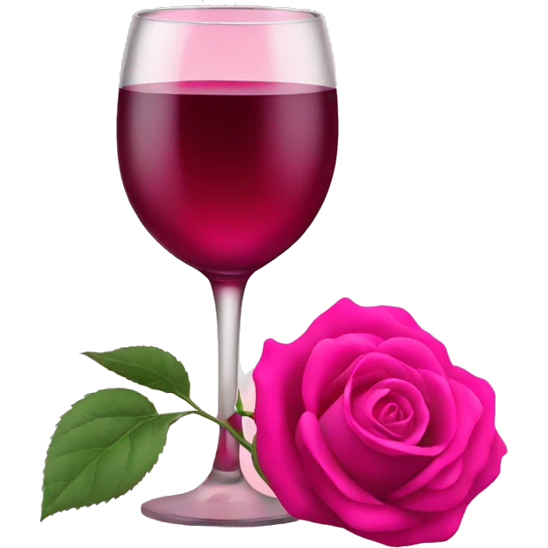 Pink rose and wine emoji