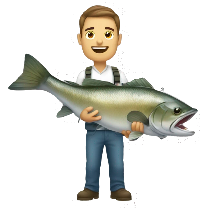 Angler holding big fish saying awesome  emoji