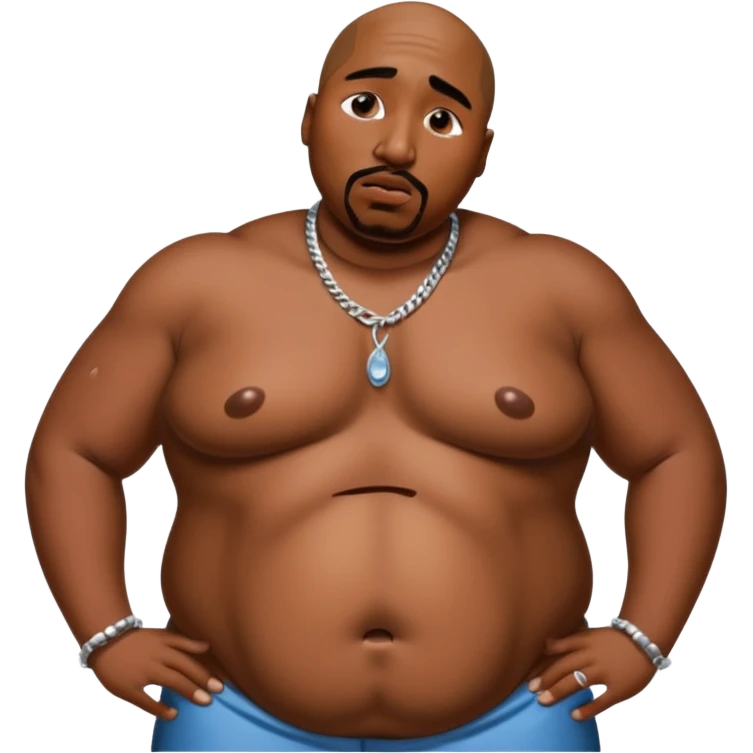tupac, sobbing large tears, really fat and obese belly emoji
