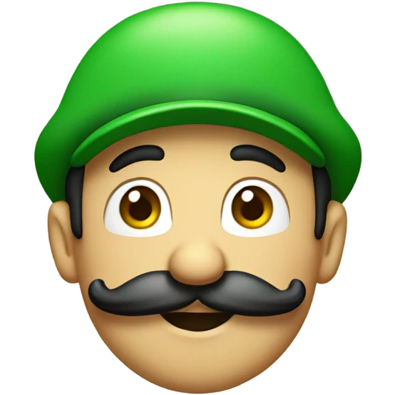 Super Mario bros emoji Luigi green hat only head black mustache emoji