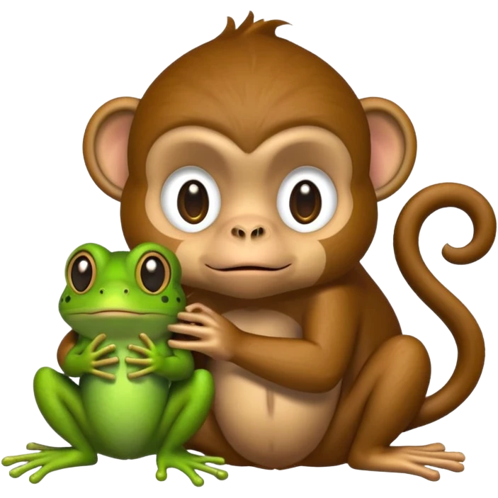 Monkey holding a frog looking guilty emoji
