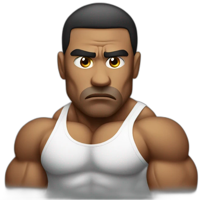 sad bodybuilder with tears emoji