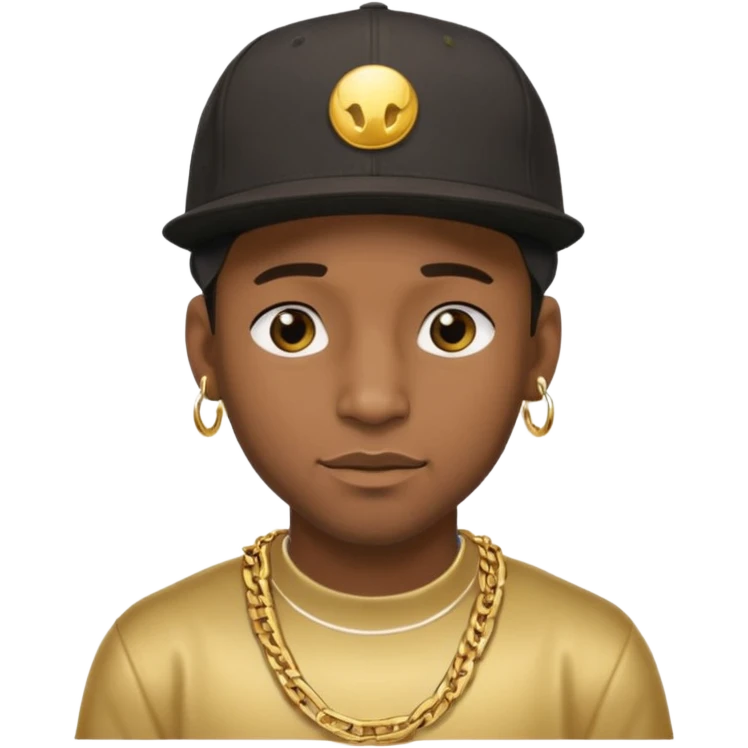 black guy with golden chains earloops and a snapback cap emoji