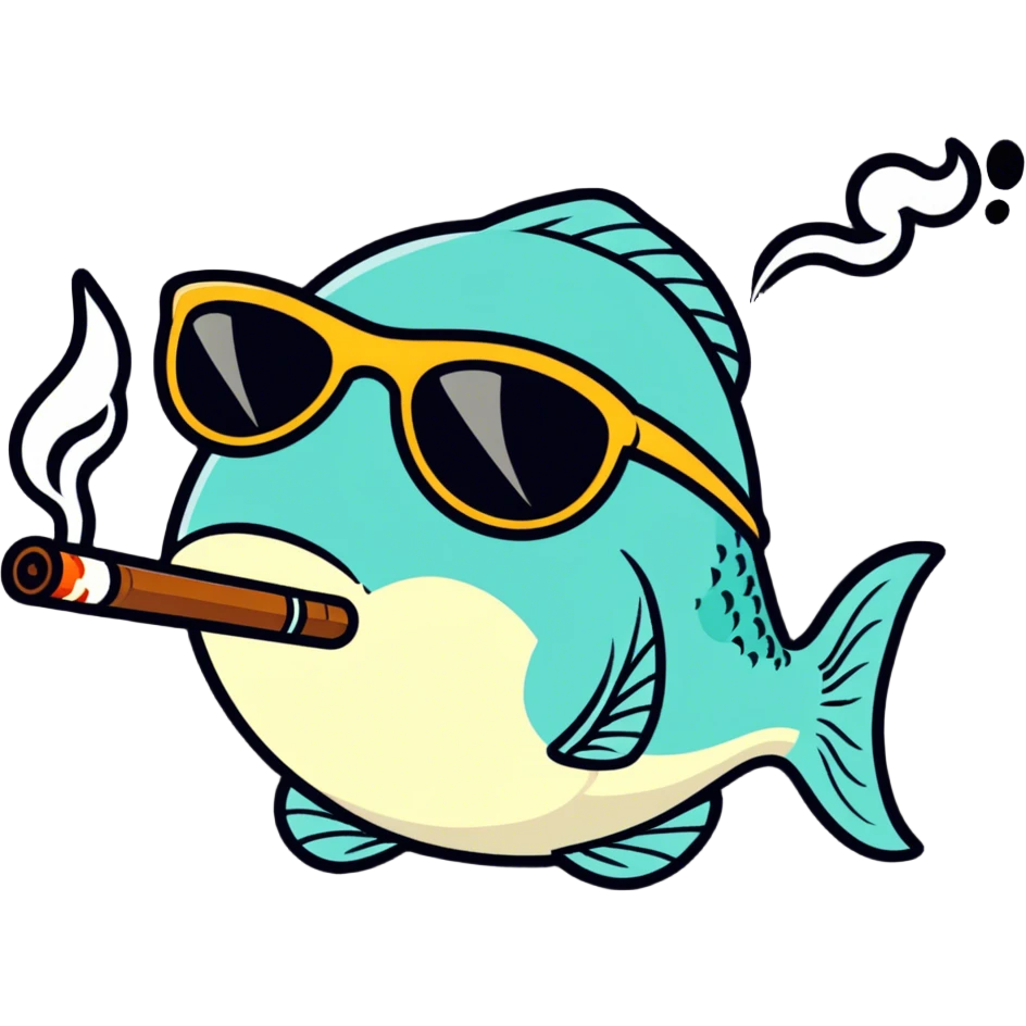 Fish smoking a blunt with sunglasses  emoji