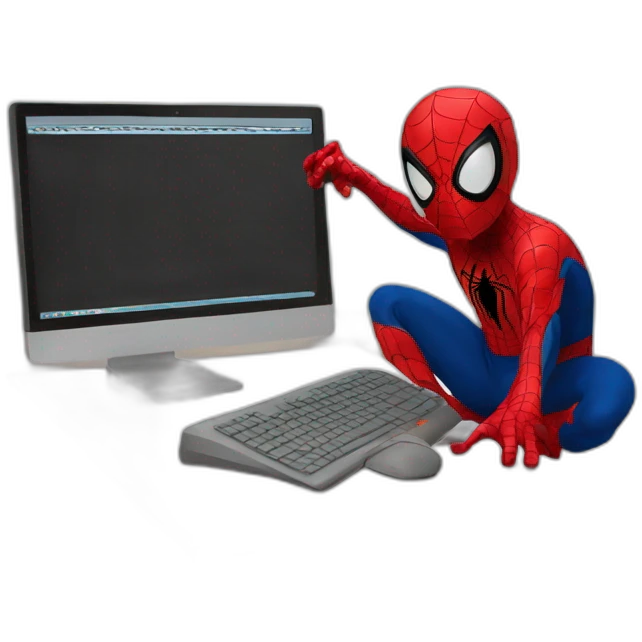 spiderman with computer emoji