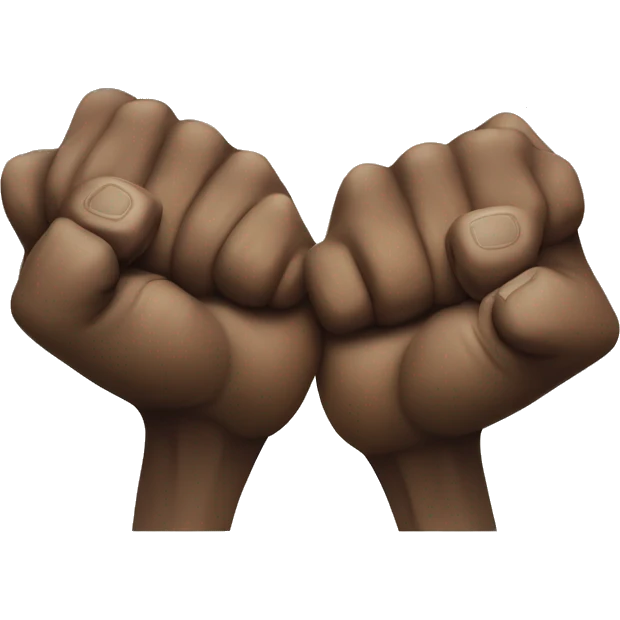 Apes lifting their hands above their heads and making a fist and the two fist is sticking to each other  emoji