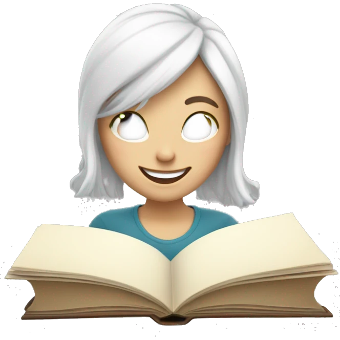 Happy white girl reading a book  emoji