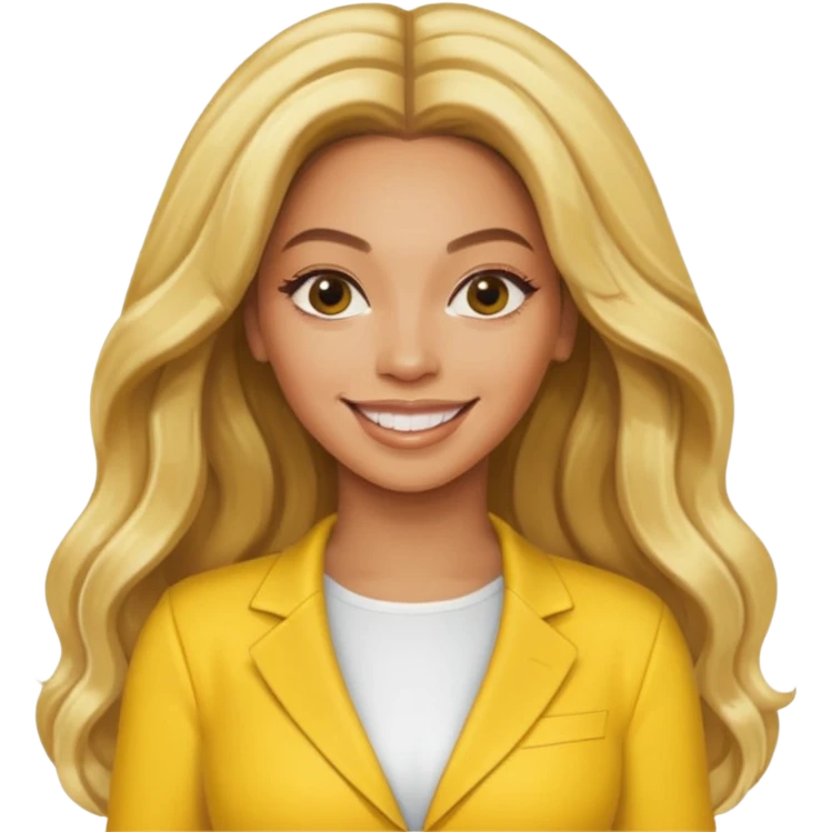 Beyonce, blonde long hair, yellow outfit emoji