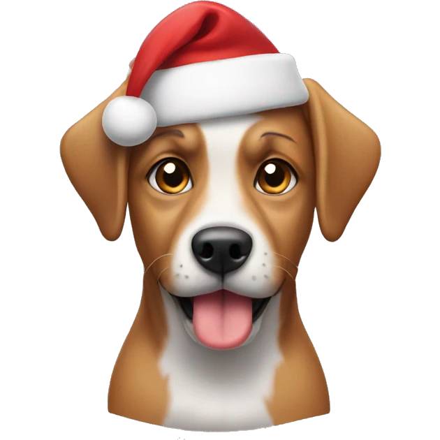 Dog wearing Santa hat emoji