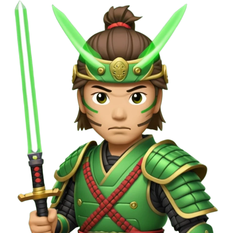 samurai with laser sword, green emoji
