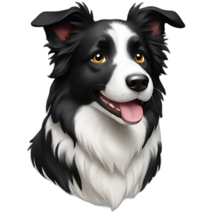 happy black and white border collie emoji