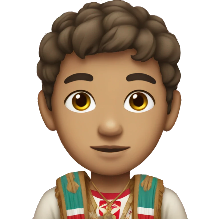 Peruvian boy wearing a Peruvian flag, white skin emoji