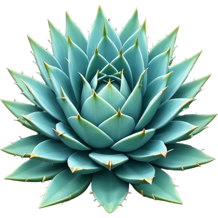 Cinematic Realistic Agave Emoji, Bold and spiky, with long, pointed leaves forming a rosette pattern. The sharp edges and soft blue-green hue exude a sense of rugged beauty and desert resilience. Soft glowing outline, capturing the essence of survival and strength in a striking agave plant! emoji