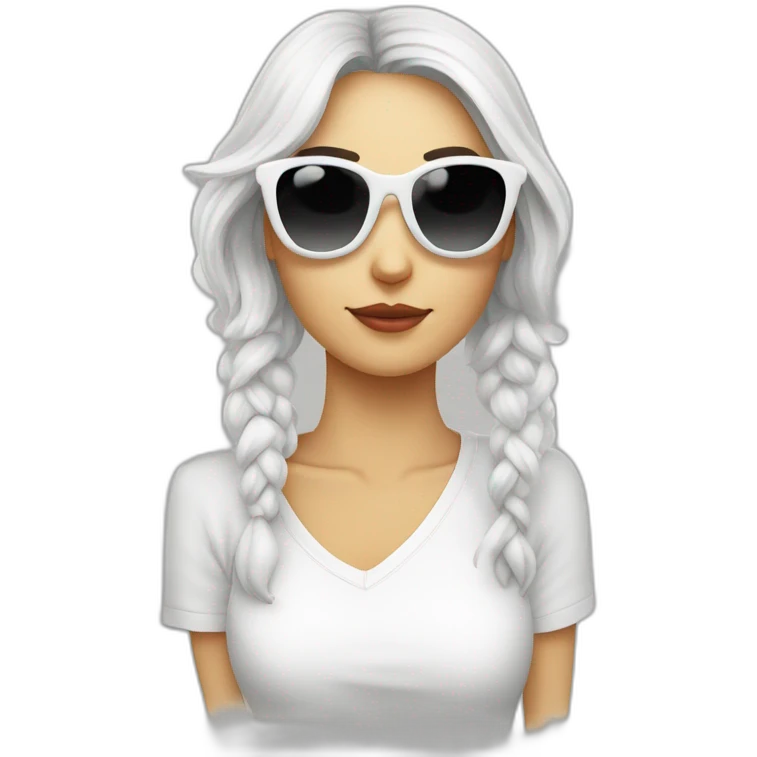mujer piel blanca gafas con perro maltés blanco emoji