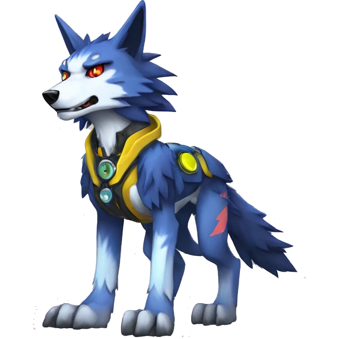  Cool Edgy Colorful Digimon-Fakemon-Wolf with edgy markings full body emoji