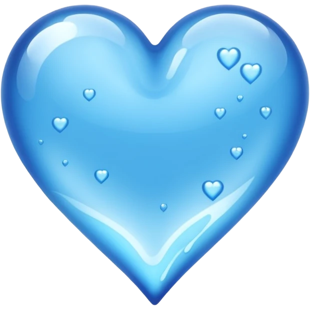 A blue heart made of clear, transparent water. It looks wet emoji