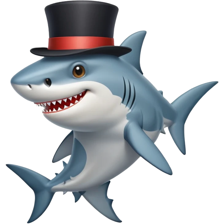 Shark with a top hat emoji