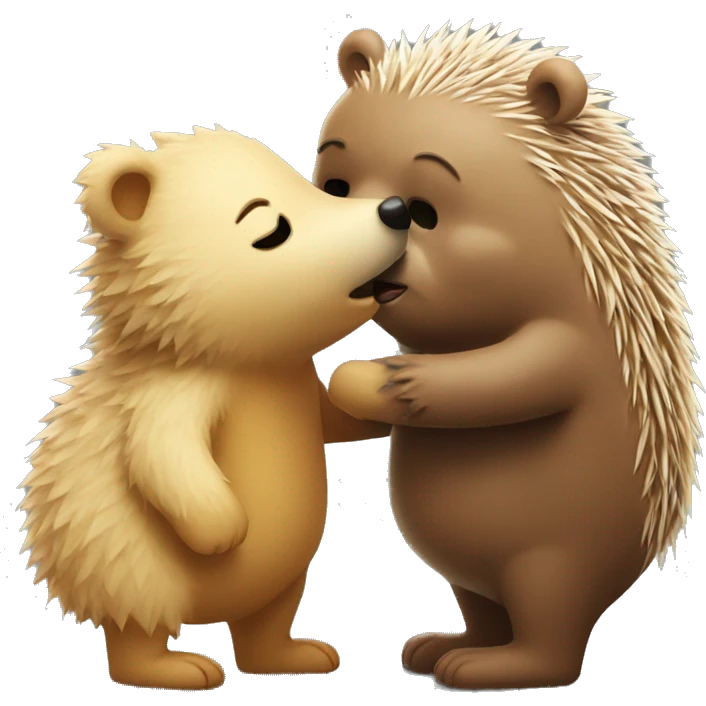 bear kissing hedgehog emoji