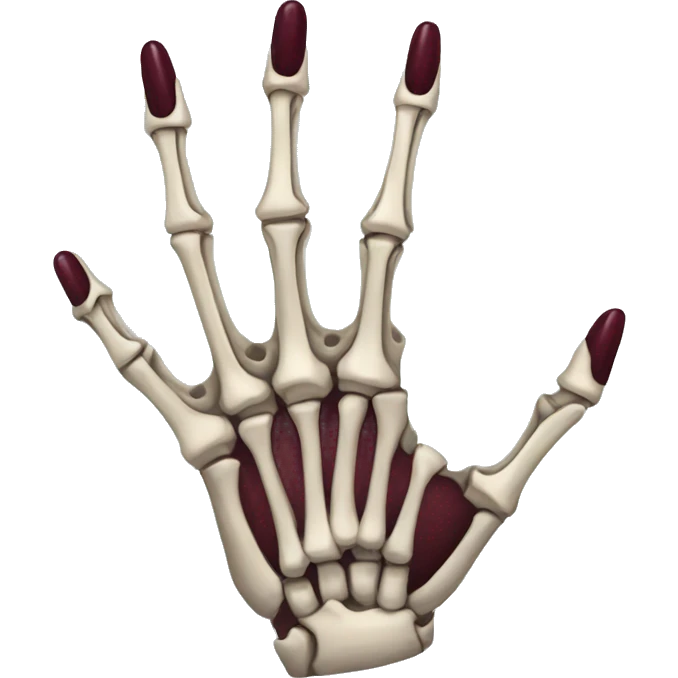 skeleton hand with long maroon nails emoji