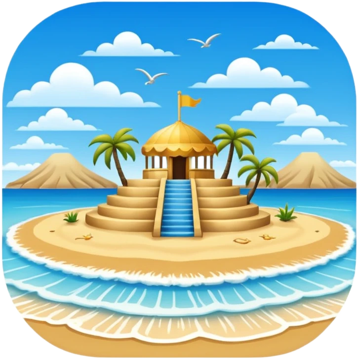 playa paisaje sin que sea un cuadro y que el cielo azul y la arena esten recortada emoji