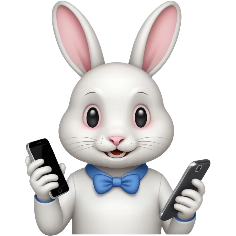 White rabbit on phone talking emoji emoji
