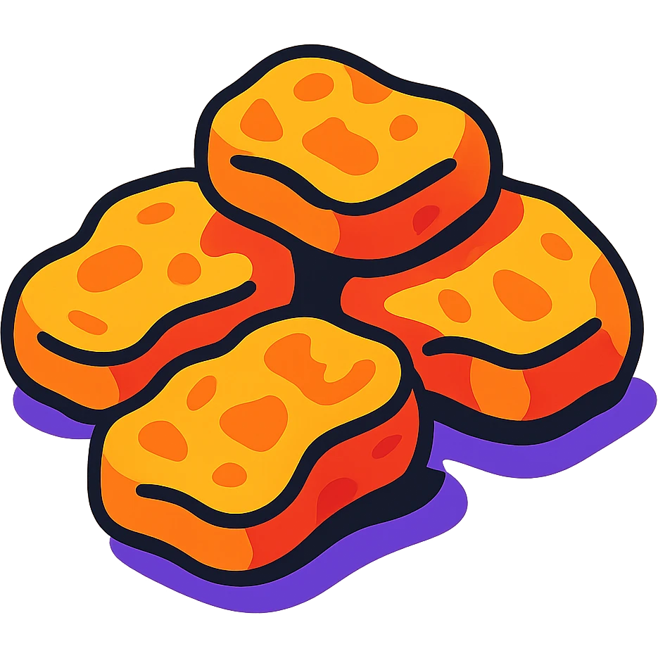 chicken nuggets, colorful and bold vibrant toon style emoji