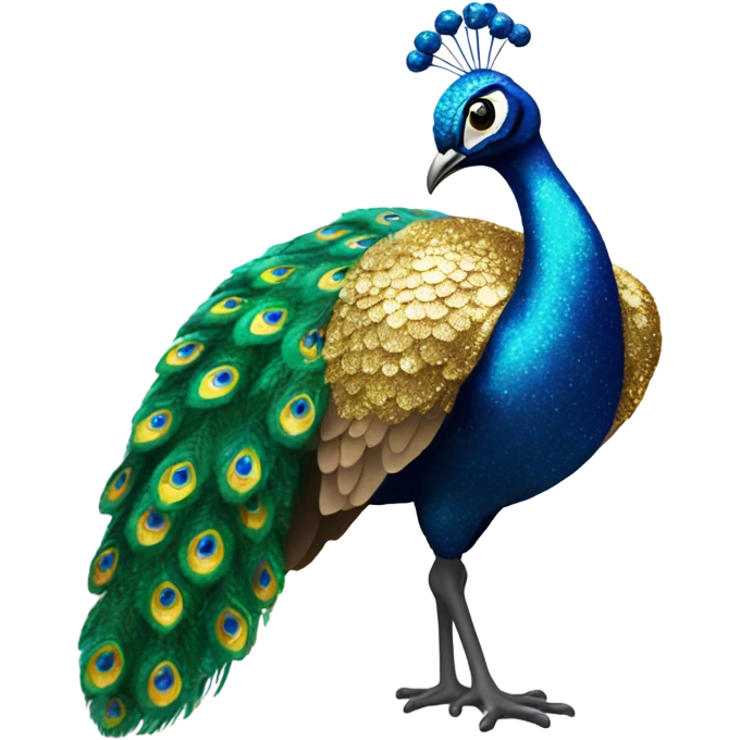 Glittery peacock emoji