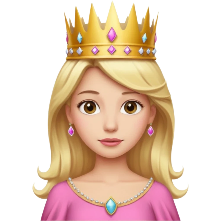 Blonde hair queen with crown and pink dress emoji