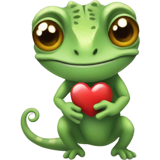 Chameleon holding heart emoji  emoji