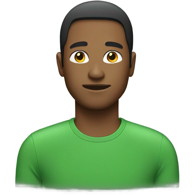 Shoulder length hair green t shirt man emoji