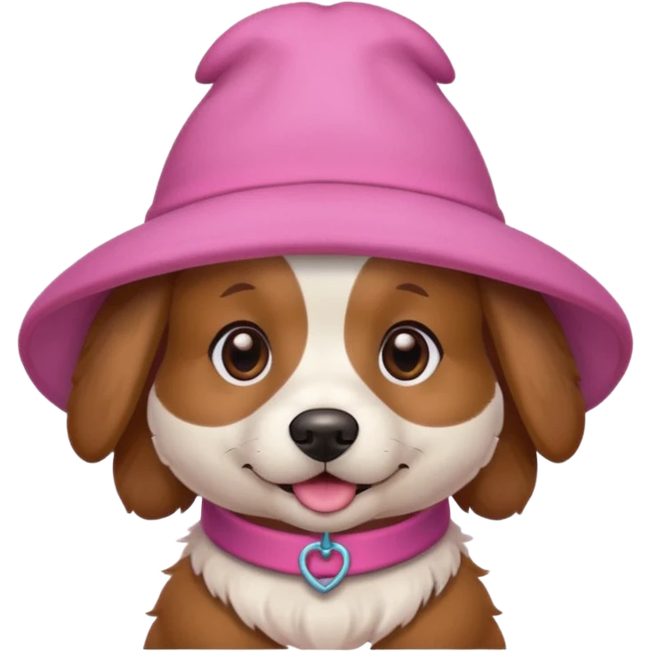 dog wearing big pink hat emoji