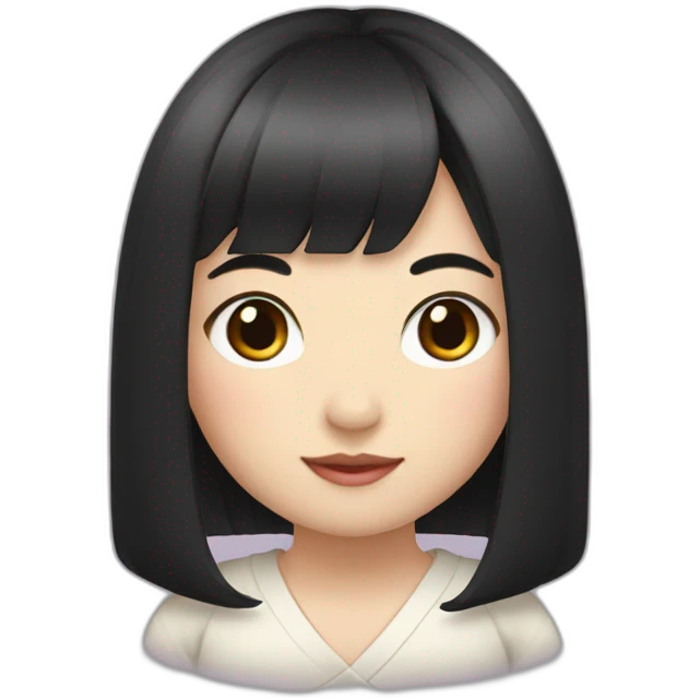 Japanese girl with black hair and bang emoji