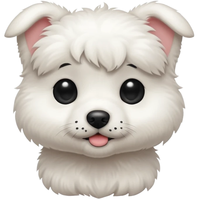 white puppy with a black dot in the eye emoji