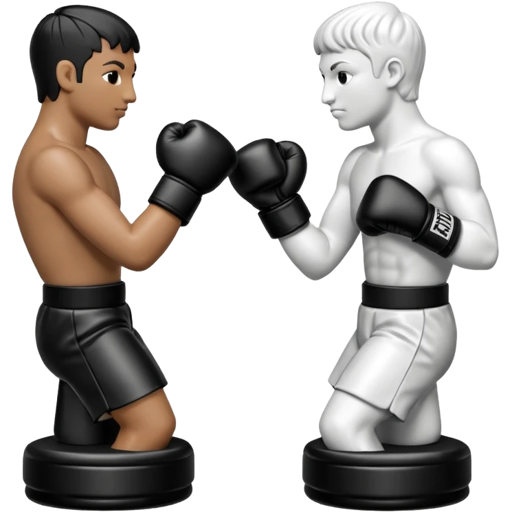 Chess pieces boxing, holding guard and jabbing emoji