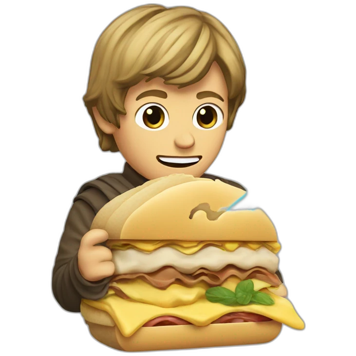 Luke Skywalker eating sandwich with lightsaber emoji
