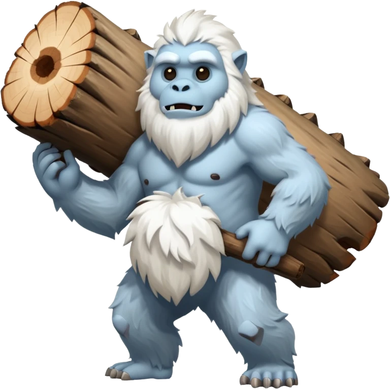yeti, carrying a big wood emoji