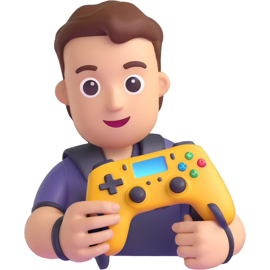 gamer character holding a game controller, 3D emoji style emoji