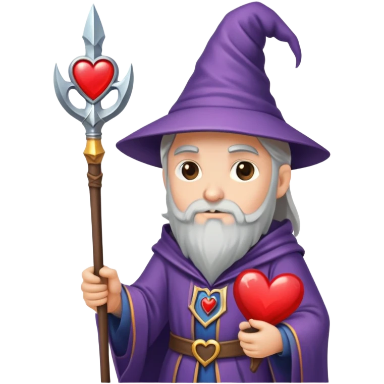 ￼ a wizard, holding a heart spear emoji