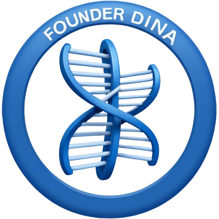 Create a WhatsApp emoji with text "Founder DNA inside" inspired by intel inside logo emoji