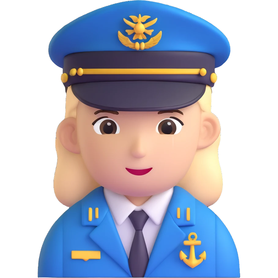 pilot with captain's hat emoji