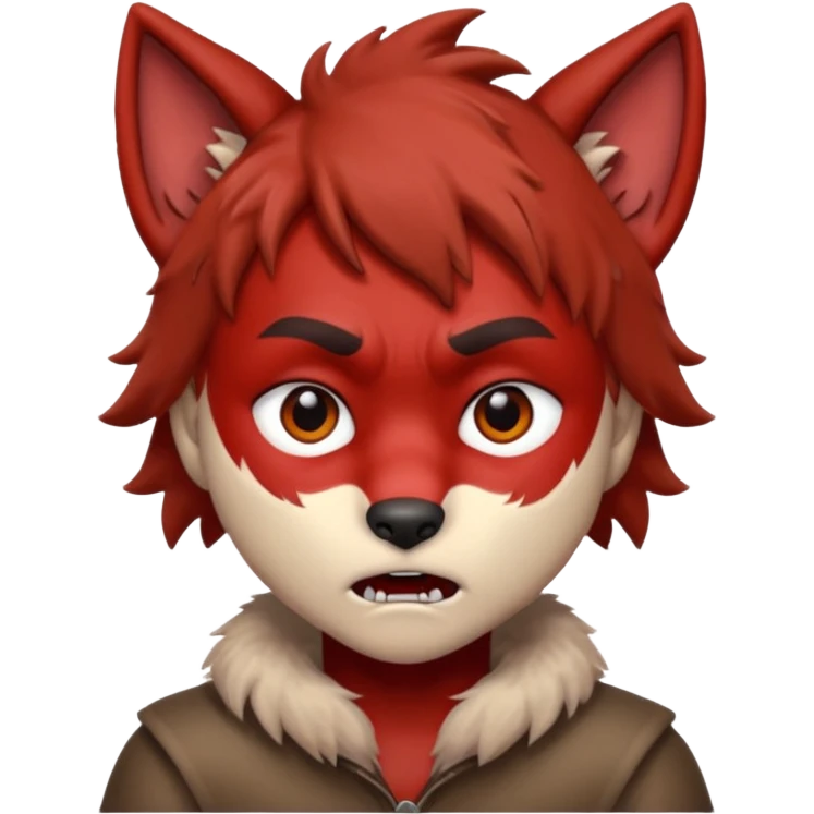 Wolf Boy Red Scared emoji