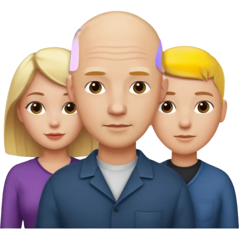 Two blonde women and a man with bald head emoji